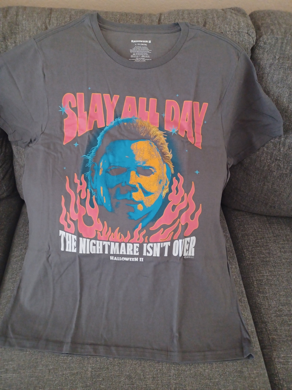 Halloween II "Slay All Day" Graphic Tee - Gray